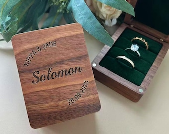 Triple Flip Wedding Ring Box, Custom Wood Ring Box, 3 slots Ring Box, Engagement Ring Box, Ring Bearer Ring Box, Heirloom Ring Box Holder