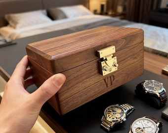 Custom Engraved Watch Box, Personalized Gifts for Him,Watch Case for Men, Gift for Dad, Anniversary Gift, Watch Storage Case, Christmas Gift