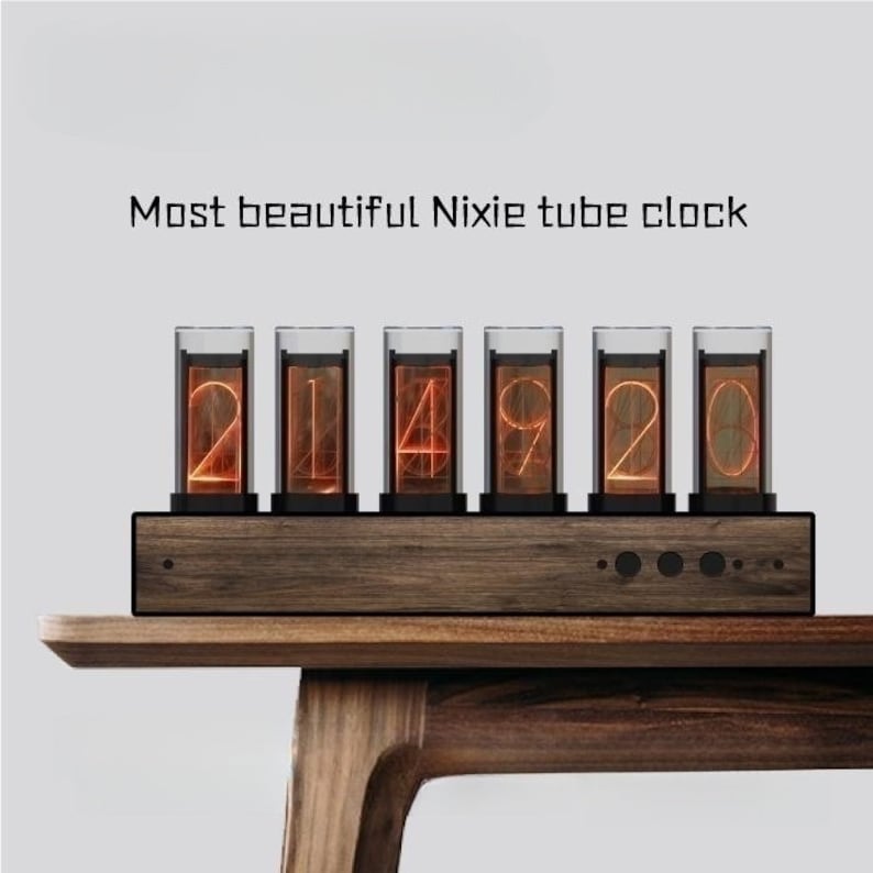 Personalized Neo Nixie Tube Clock, Walnut Wood RGB Digital Clock ...