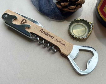 Custom Engraved Knife Bottle Opener for Groomsman, The Groom, Father of Bride, Father of Groom, Wedding Gift
