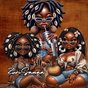 10 Unique Curvy Black Woman PNG Files for POD, Featuring African Boho Style & Summer Vibes&quot;