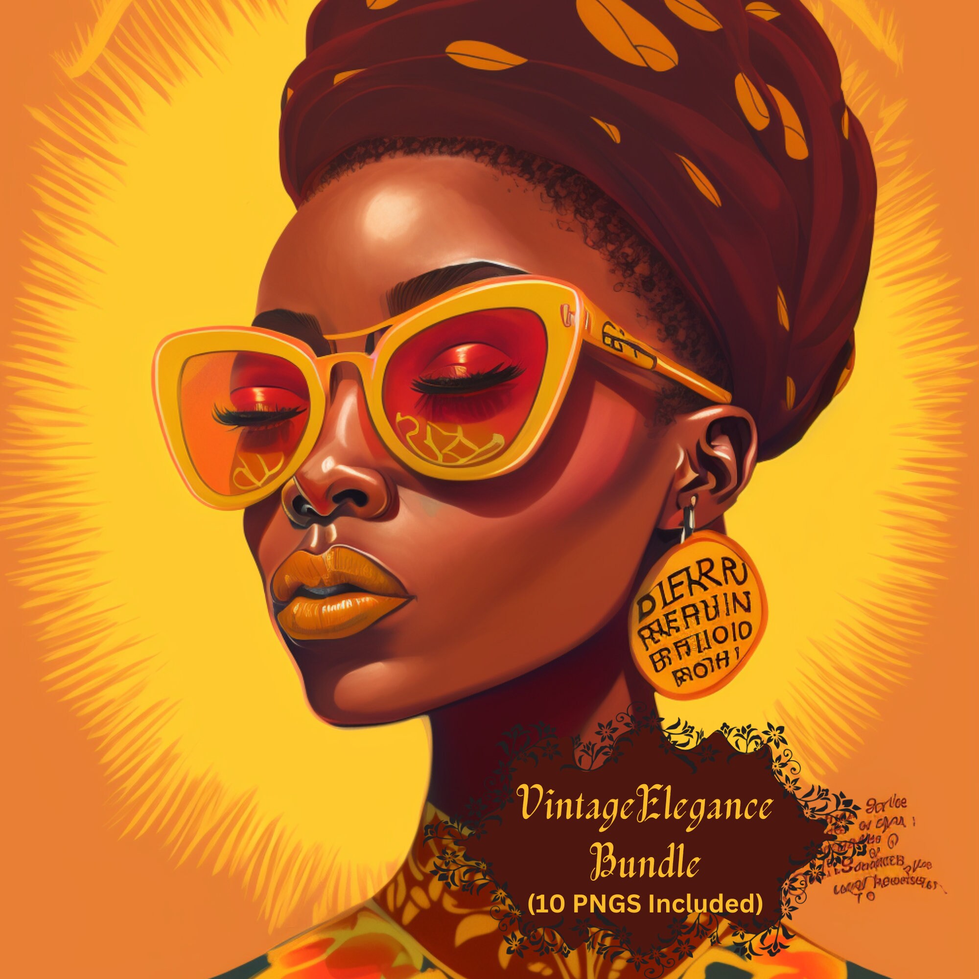 Vintage Elegance: 10 Black Women Journal Covers PNG Bundle