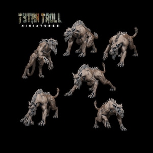 6PC HellHound Bundle, Miniature Hounds For Table Top Games, dnd, Wargames, Pathfinder, Minis By Tytan Troll