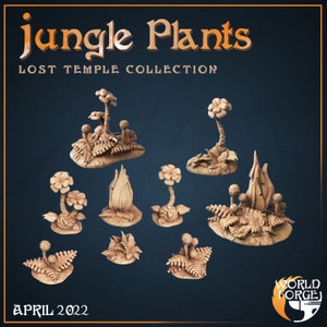 9pc Jungle Plants DnD Dungeons and Dragons 28mm/32mm Scatter Terrain RPG Fantasy Camp Scatter DnD Flower Miniatures Jungle Foliage Scatter