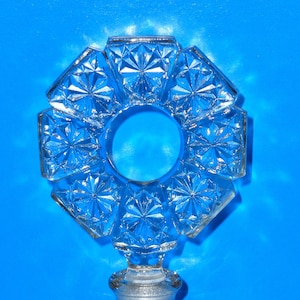 1930&#39;s  ART DECO 7&quot; PERFUME Bottle - Donut Hole Style Stopper - Intricate Hand Cut Glass - Excellent Condition