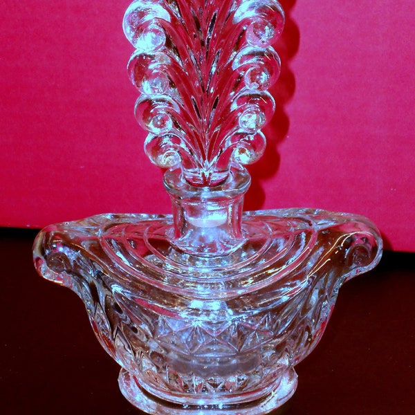1930's ART DECO 8" PERFUME Bottle - Intricately Designed Tall Stopper - Mint Condition