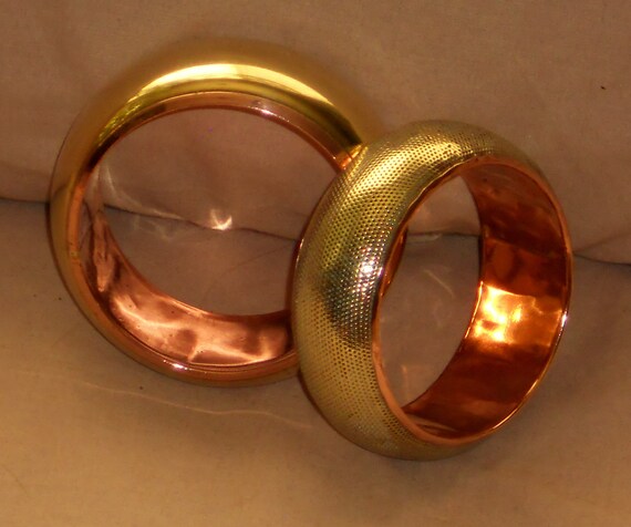 1970's Stackable Solid Brass/Copper BANGLE BRACEL… - image 1