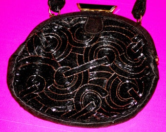 1920's/1930's ART DECO BLACK Beaded Evening Purse - Near Mint Condition