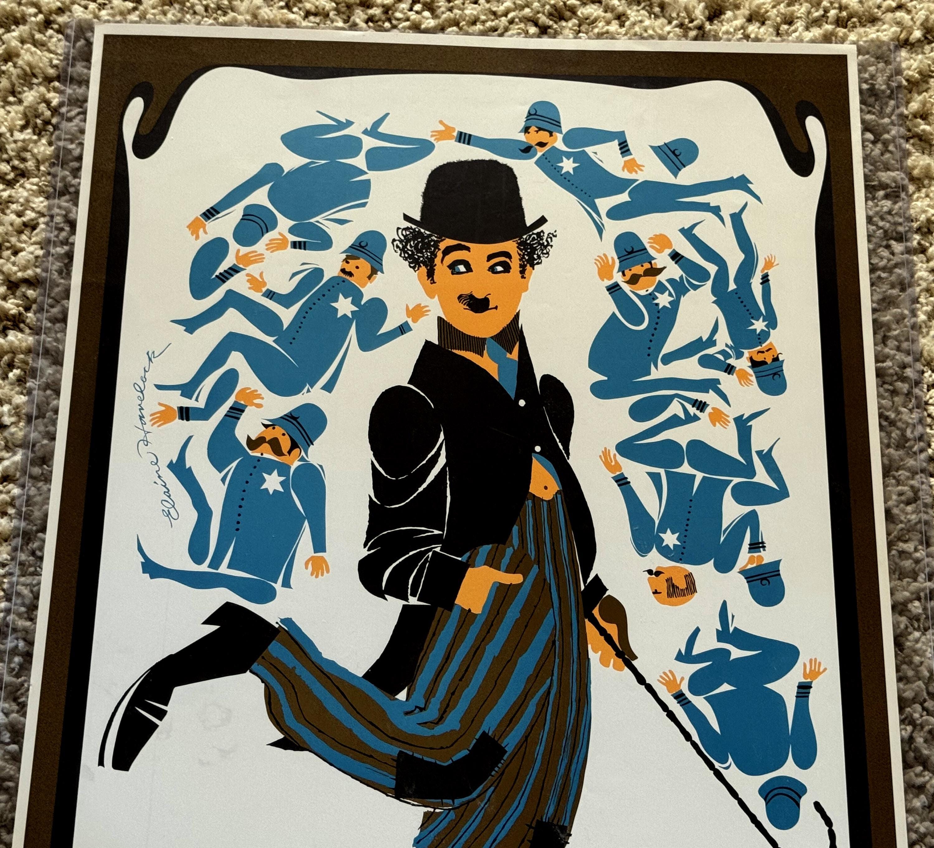 1968 CHARLIE CHAPLIN LITHOGRAPH Pop Art Poster by Artist Elaine
