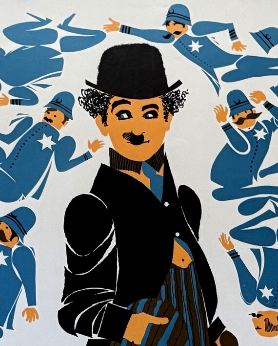 1968 CHARLIE CHAPLIN LITHOGRAPH Pop Art Poster by Artist Elaine
