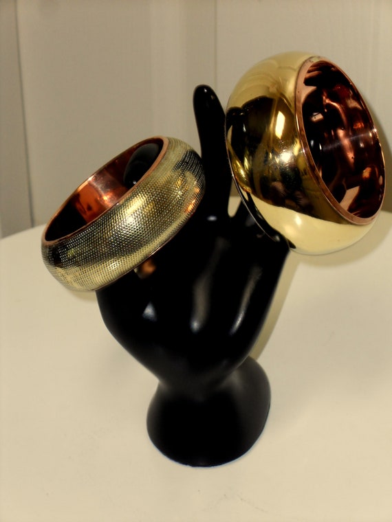 1970's Stackable Solid Brass/Copper BANGLE BRACEL… - image 9