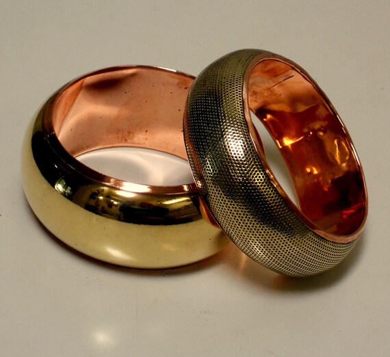 1970's Stackable Solid Brass/Copper BANGLE BRACEL… - image 5