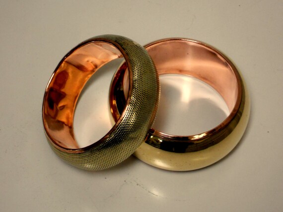 1970's Stackable Solid Brass/Copper BANGLE BRACEL… - image 8