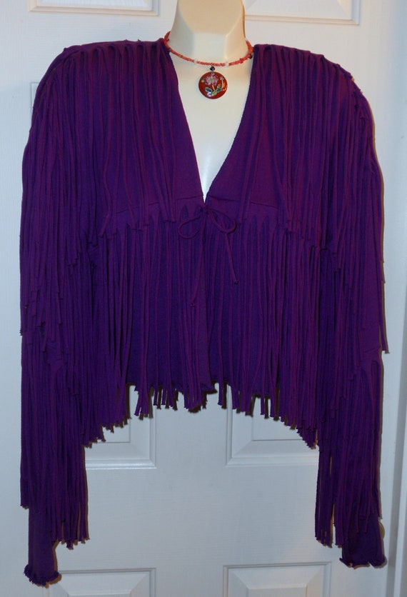 Boho Fringed PURPLE BLOUSE/SKIRT Outfit - Vintage 