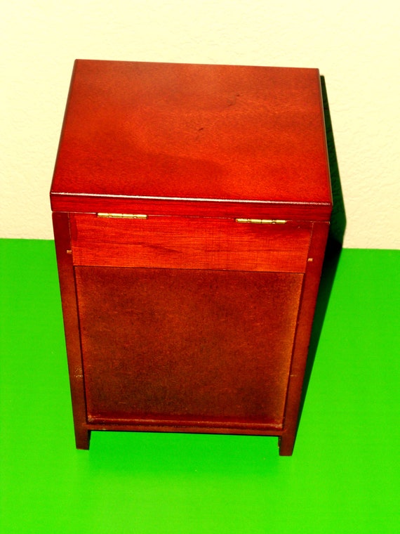 Vintage Lift Top WOODEN JEWELRY BOX 4 Drawer, Cherr… Gem