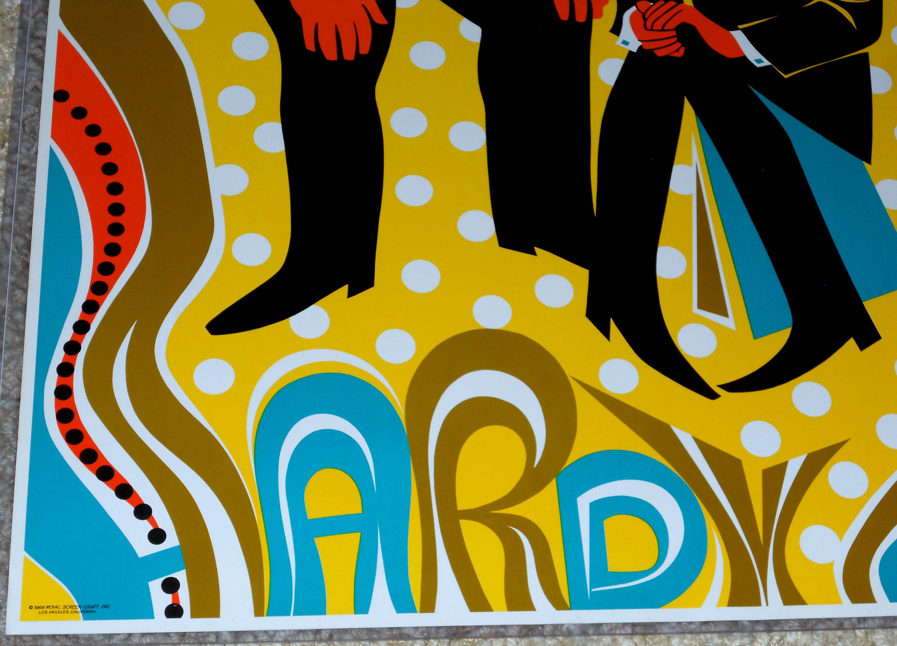 VINTAGE 1968 LAUREL and HARDY Lithograph Pop Poster by Artist