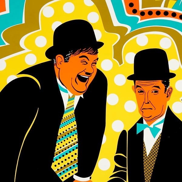 VINTAGE 1968 LAUREL and HARDY Lithograph Pop Poster by Artist