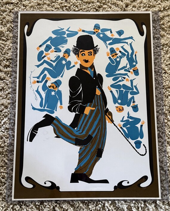1968 CHARLIE CHAPLIN LITHOGRAPH Pop Art Poster by Artist Elaine