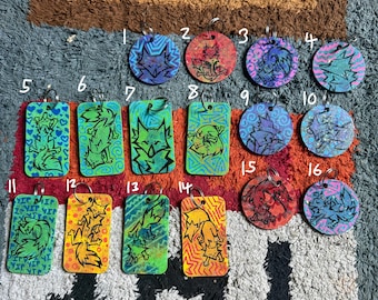 Hand-Painted Rainbow Fox Wooden Keychains!
