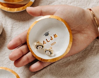 Graduation Ring Dish, Graduation Gift, College Graduation Gift, Hand Made Ring Dish, Custom Date and Initials Jewelry Dish,Jewelry Display