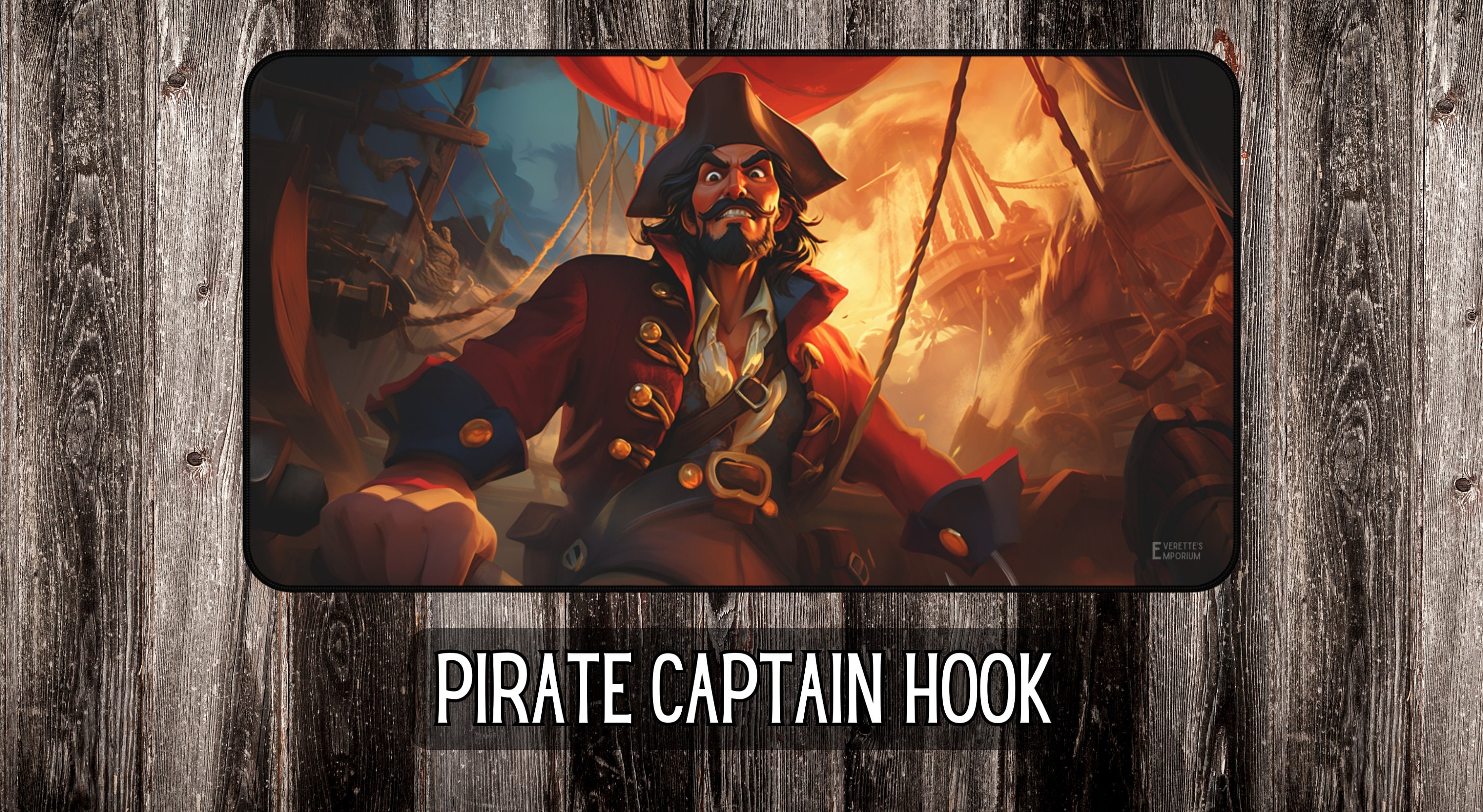Pirate Captain Hook Lorcana Game Mat 12x22 Disney Peter Pan Themed