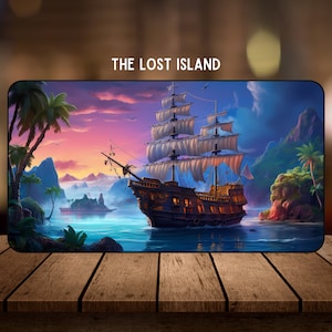 The Lost Island - TCG Playmat - 22" x 12" polegadas - Tapete para jogos de tabuleiro ou cartas