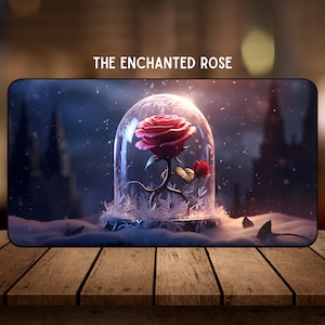 The Enchanted Rose - Tappetino da gioco TCG - 22" x 12" pollici - Tappetino da gioco da tavolo o da gioco di carte