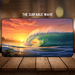 La vague surfable - tapis de jeu TCG - 22 x 12 po. - tapis de jeu de société ou de cartes
