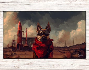 Dogmeat Red Rocket Defender - TCG Playmat or Desk Mat (24" x 14" or 31.5" x 15.5")
