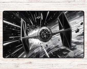 Retro TIE Fighter - SWU Playmat - 24"x14" or 31.5"x15.5" - Board Game TCG Mat, Card Game Mat or Desk Mat