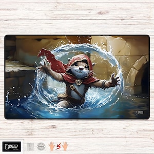 Otter Wizard, roulette à fourrure - Tapis de jeu MTG - 61 x 61 cm ou 91 x 35 cm (31,5 x 15,5 po.) - Tapis de jeu de société, tapis de jeu de cartes ou tapis de bureau