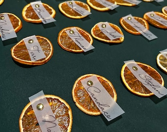 Dried Citrus Name Plates | Pagan Crafts | Dried Citrus | Dried Orange | Wedding | Party