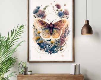 Watercolor painting butterfly wall art printable, floral decor, home decor, watercolor butterflies, nursery decor