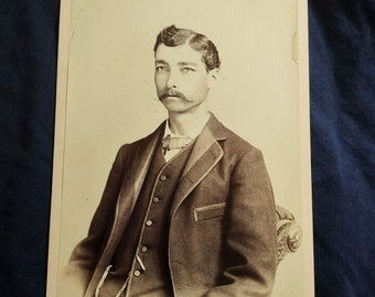 Antique Cabinet Card of Dapper Well Dressed Man with Mustache