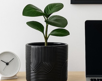Geometric Ceramic Plant Pot, Modern Indoor Planter (Fits 5.7" Pot)