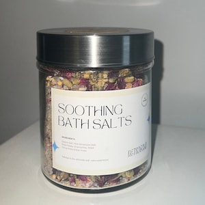 Rose Bath Salts Soothing Spa Soak Epsom Himalayan  Petals & Chamomile Self Care Sea, Epsom, Pink Salt Relaxation