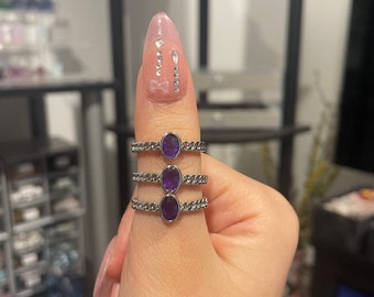 Amethyst adjustable simple ring