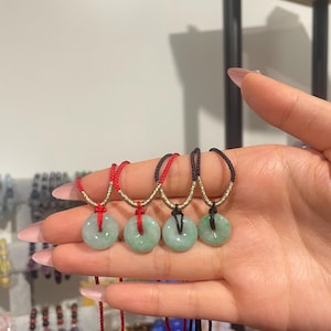 Burmese Green Jade Gold - String Necklace