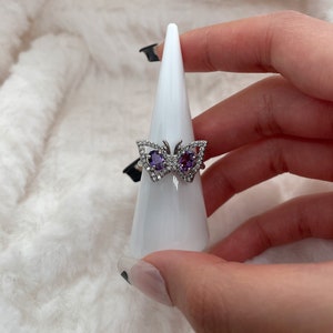 Amethyst Butterfly Ring-adjustable