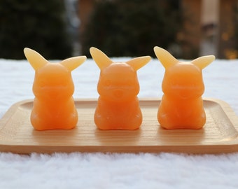 Yellow Calcite Pikachu Carvings