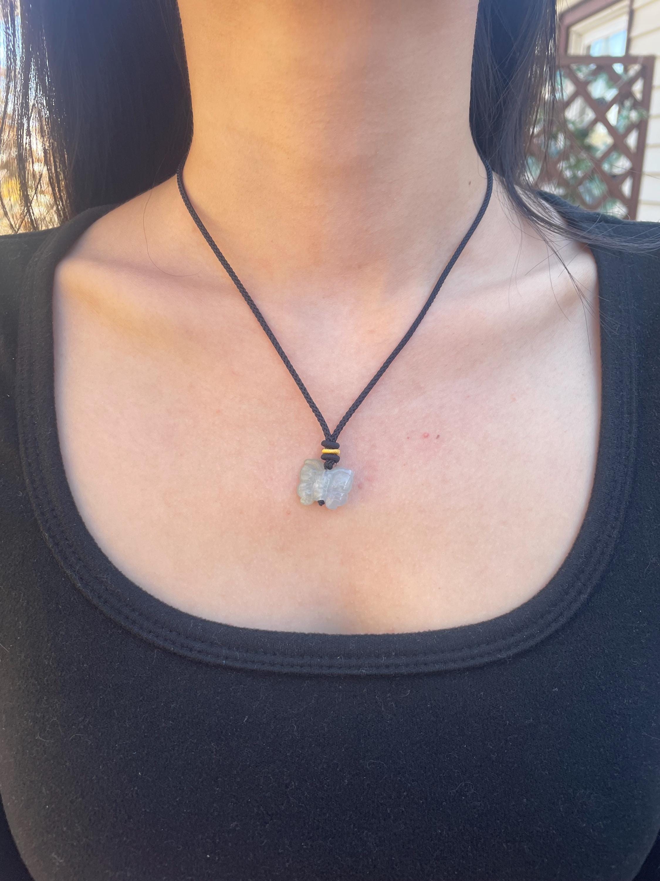 Burmese Butterfly Green Jade String Necklace - Etsy