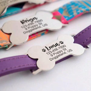 Personalized Stainless Steel Pet ID Tag - Custom Dog or Cat Name Tag with Engraving - Durable Pet Tag with Phone Number