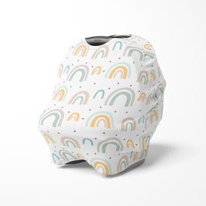 Boho Rainbow Car Seat Cover, pokrowiec do karmienia, pokrowiec na krzesełko do karmienia, pokrowiec na zakupy dla kota, pokrowiec dla dziecka, pokrowiec na siedzenie dla dziecka, prezent na baby shower, tęczowe dziecko