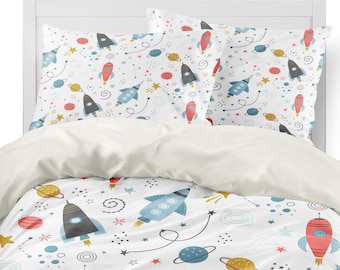 Galaxy Bettwäsche-Set Twin – Weltraum-Design Mit Planeten | 100% Polyester, Waschbar | Für Kinderzimmer & Weltraum-Fans