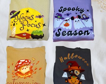 Suéteres con capucha de otoño e invierno, diseños lindos, fantasma de Halloween, clima de suéter, sudadera con capucha de Halloween de gato/gatito espantapájaros, sudaderas con capucha Kawaii,