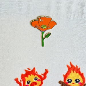 California Poppy Enamel Pin|Poppy Wildflower Spring Enamel Pin