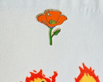 Pin de esmalte de amapola de California/Pin de esmalte de primavera de flores silvestres de amapola