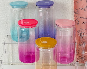 Vaso térmico Jelly Ombre de 16 oz con tapa y pajita / Incluye envoltorio elegido en directo en TikTok