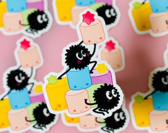 Soot Sprite Sticker, impermeable, Fan Art, Anime Sticker, Cute Sticker, Kawaii Soot Sprites, Poner en el cuaderno, portátil, botella de agua