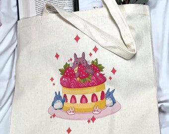 Bolsa de mano Kawaii / Bolsa de comprador de bolsa de regalo de anime / Bolsa de comestibles reutilizable / Bolsa de mercado de agricultores / Bolsa de mano de lector / Bolsa de mano de lona anime linda